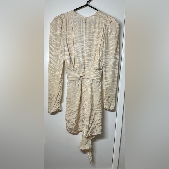 NWT Ronny Kobo Lillian Tapioca Zebra Silk Blend Puff Sleeve Mini Dress Size XS - Picture 11 of 17